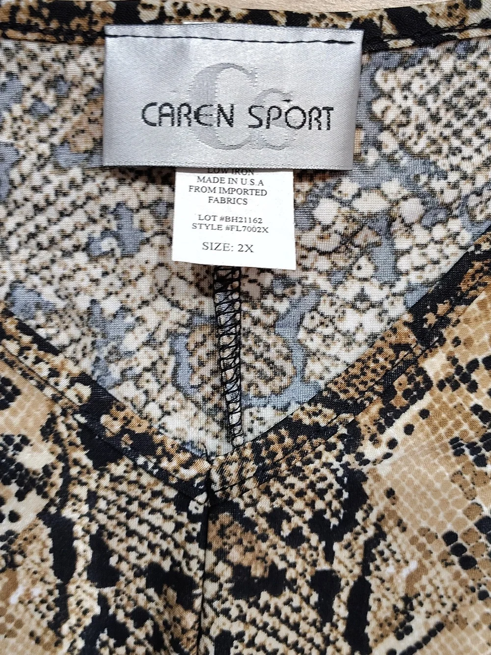 Snake Print Tie-Front Top in Brown and Black,  Plus Size 2X - Picture 5 of 8